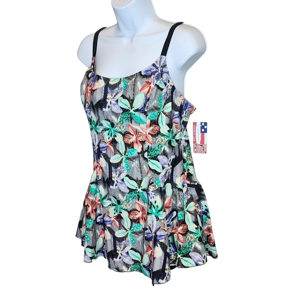Dippin Daisy's swim suit one piece floral padded cups adjustable straps sz 18w - Picture 6 of 14